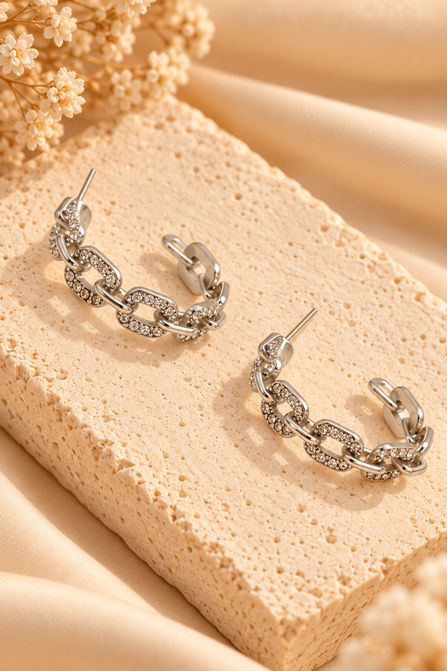 Boucles d’oreilles Strass - argentée