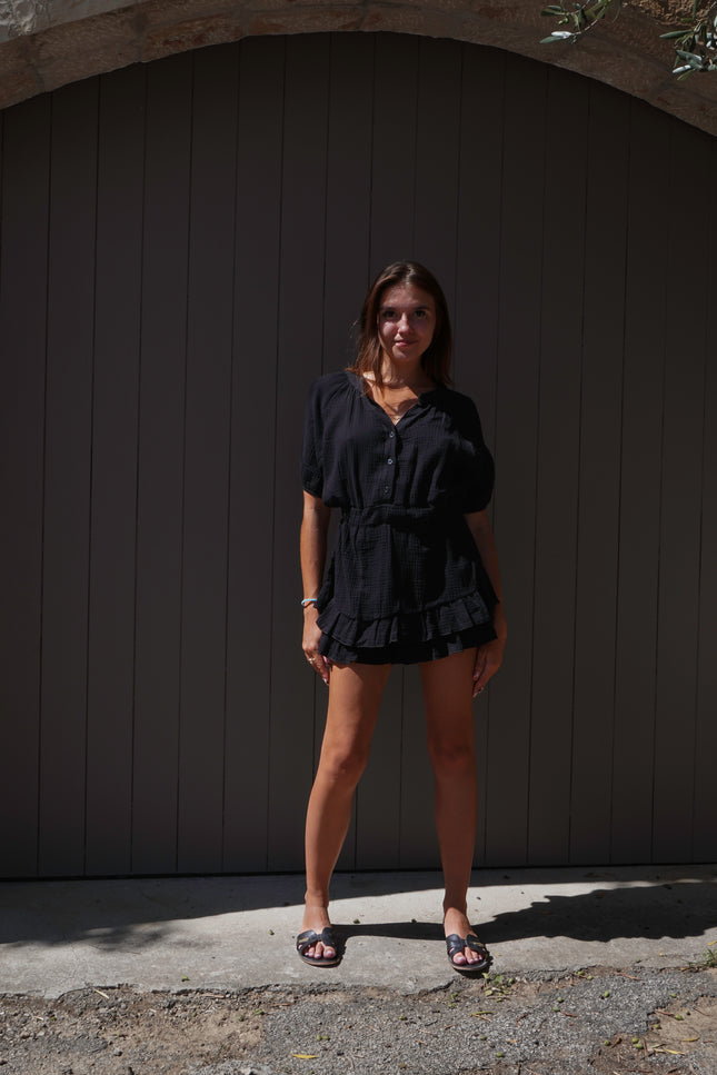 Robe short Bohème - Noire