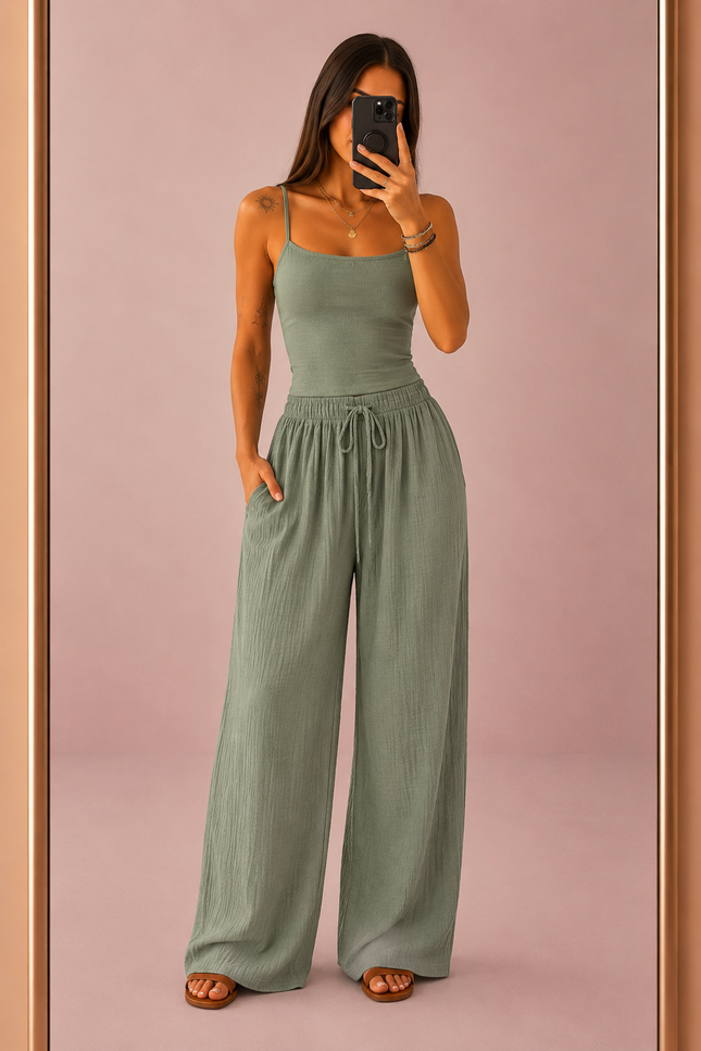 Pantalon gaze de coton - Kaki