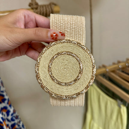 Ceinture Boucle ronde - Beige