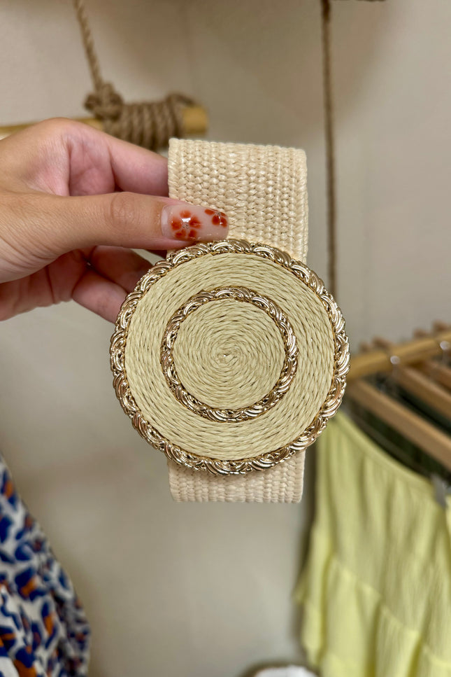 Ceinture Boucle ronde - Beige