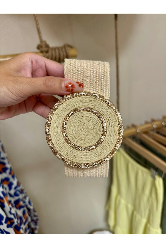 Ceinture Boucle ronde - Beige