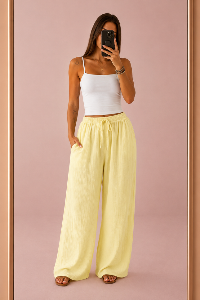 Pantalon gaze de coton - Jaune
