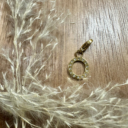 Charm Lettre Strass  - Doré 11mm