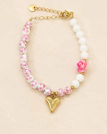 Bracelet Coeur perlé - Doré
