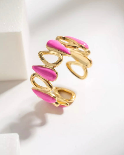 Bague Alméa - Dorée fuchsia