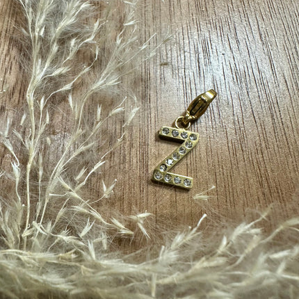 Charm Lettre Strass  - Doré 11mm