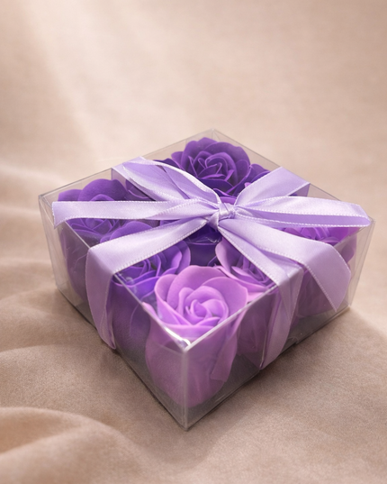Boites 9 Fleurs de Savon - Roses violettes