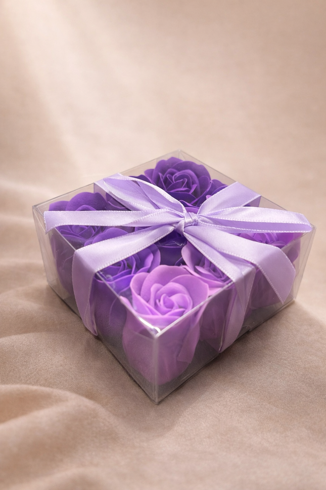 Boites 9 Fleurs de Savon - Roses violettes
