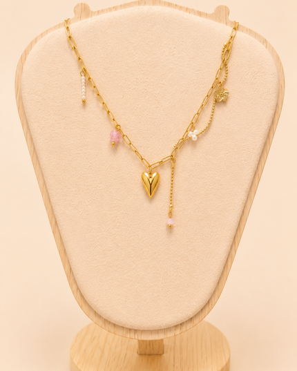 Collier Fleur bleue - Doré