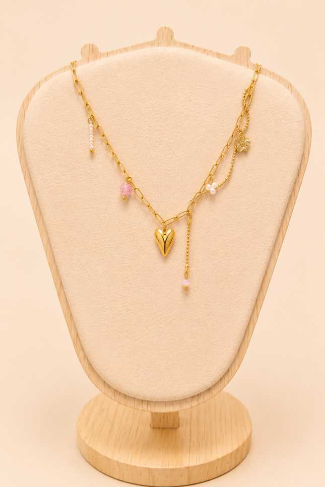 Collier Fleur bleue - Doré