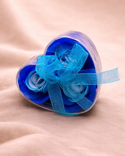 Coeur de fleurs de Savon - Roses Bleues