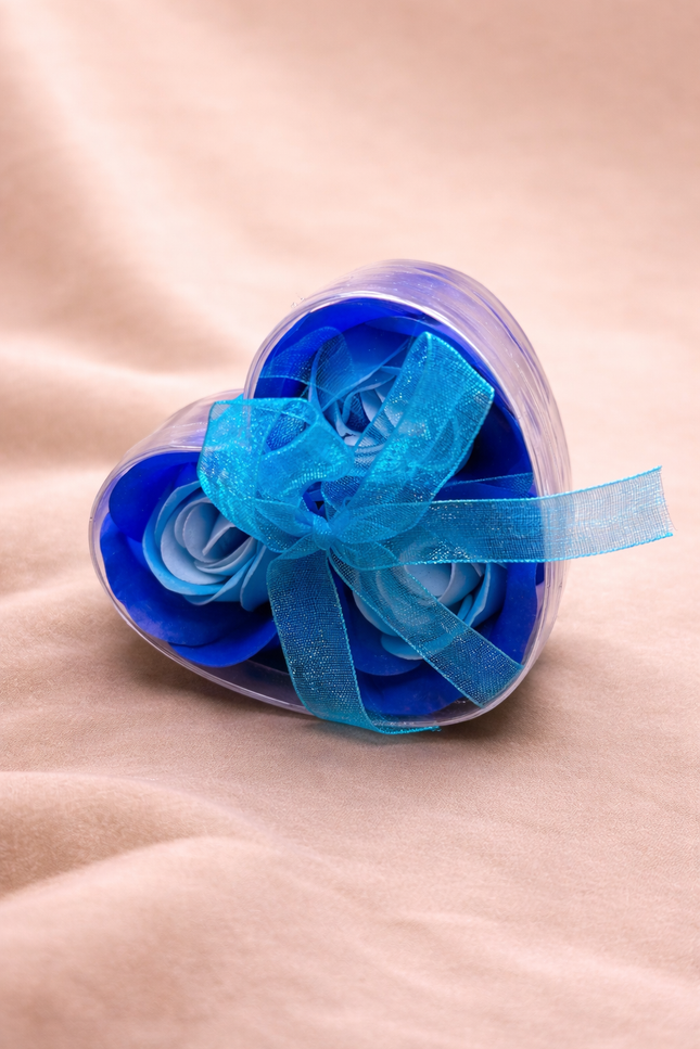 Coeur de fleurs de Savon - Roses Bleues