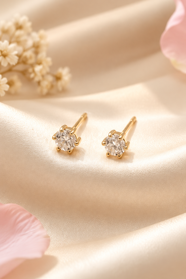 Boucles d’oreilles Solitaire - dorée