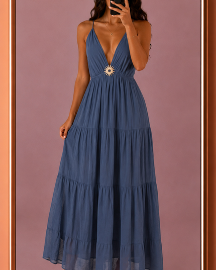 Robe longue Sun - Bleu marine