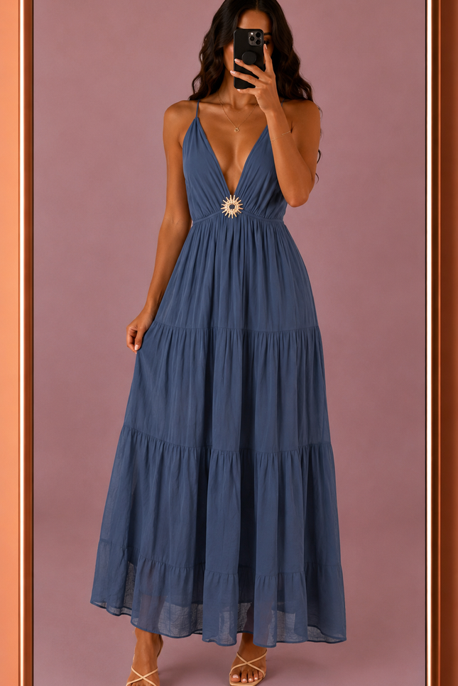 Robe longue Sun - Bleu marine