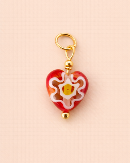 Charm Coeur Fleuri - Doré