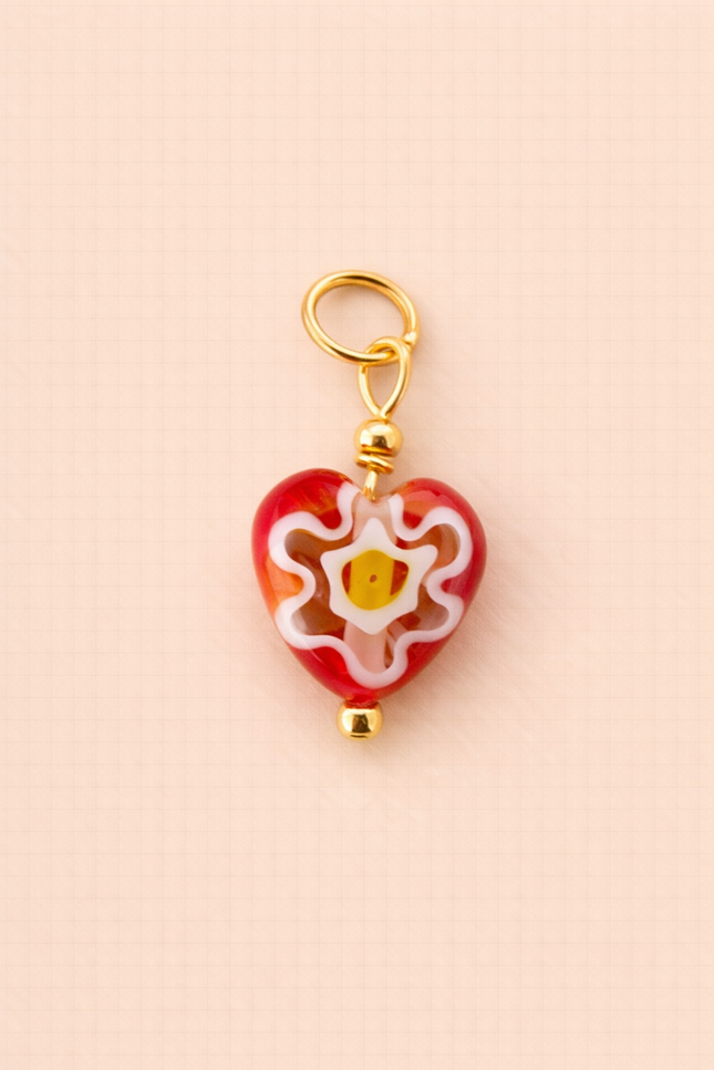Charm Coeur Fleuri - Doré