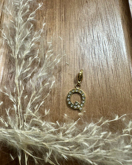 Charm Lettre Strass  - Doré 11mm