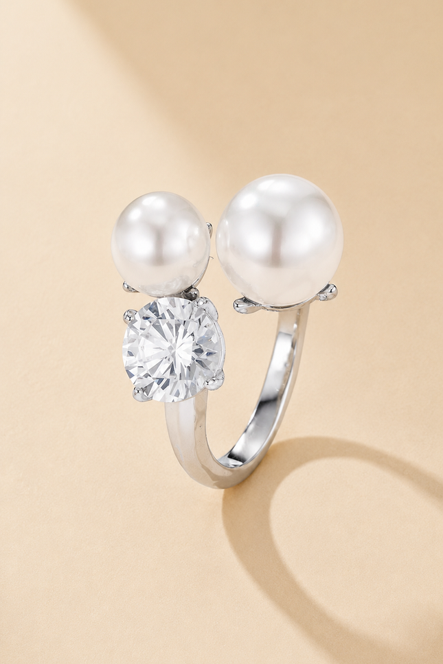 Bague Eclat perlé - Argentée