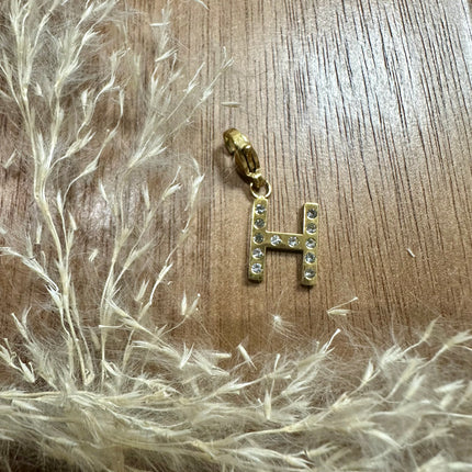 Charm Lettre Strass  - Doré 11mm