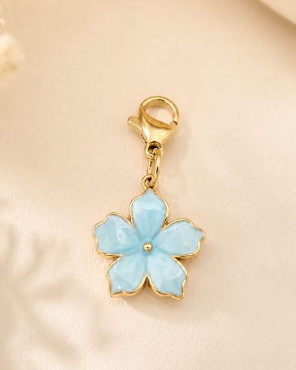 Charm Fleur Bleue - Doré