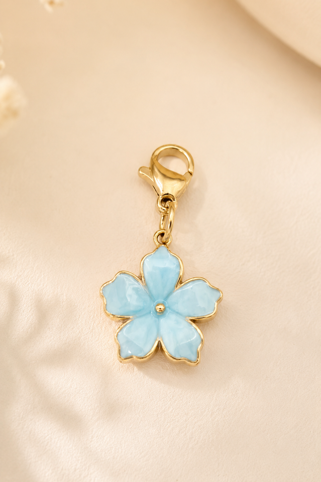 Charm Fleur Bleue - Doré