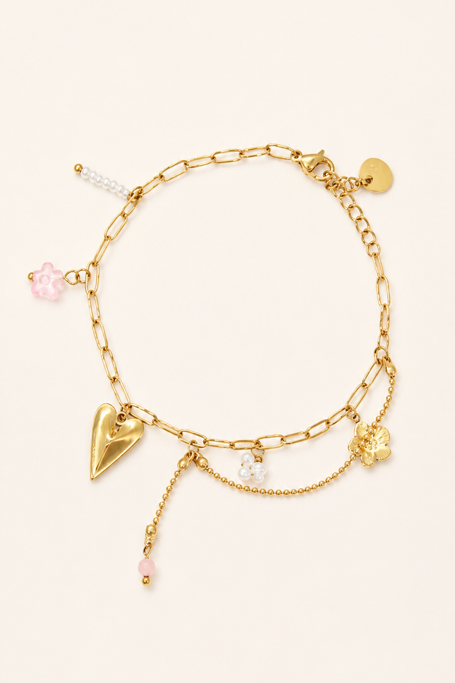 Bracelet Fleur bleue - Doré