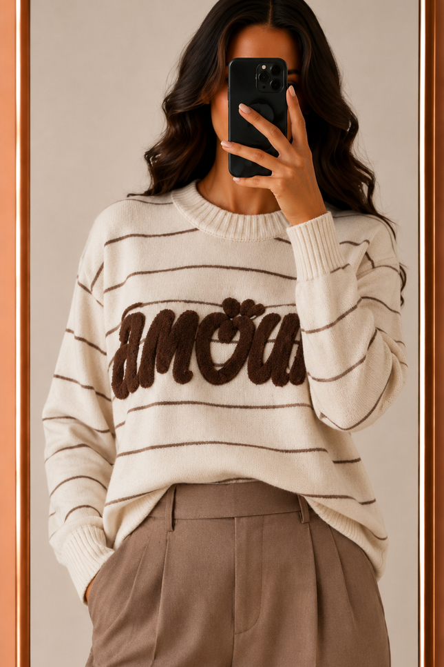 Pull Oversize Amour - Beige