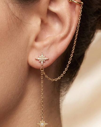 Boucle d’oreille chaîne Céleste  - dorée