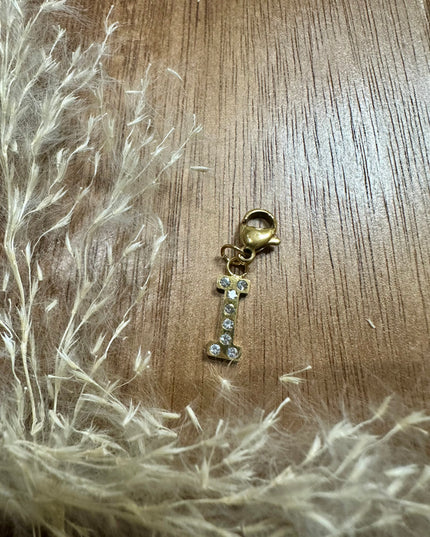 Charm Lettre Strass  - Doré 11mm