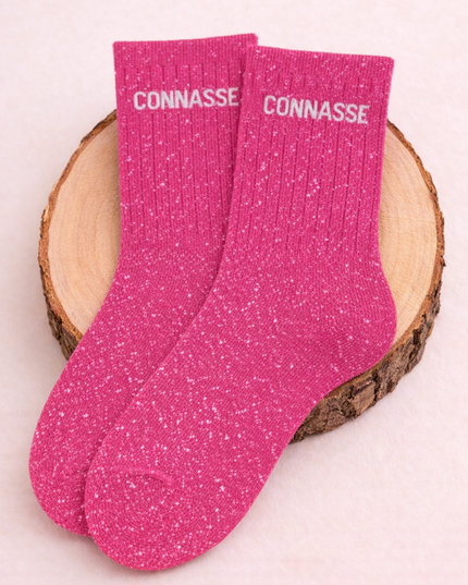 Chaussettes à paillettes - « Connasse » Fuschia