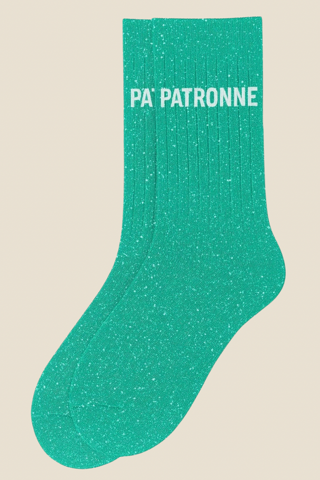 Chaussettes à paillettes - « Patronne » Verte