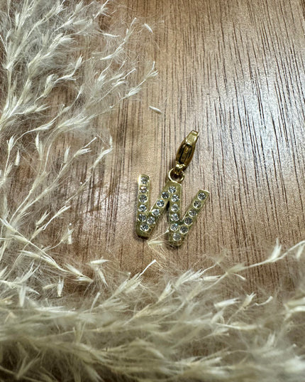 Charm Lettre Strass  - Doré 11mm