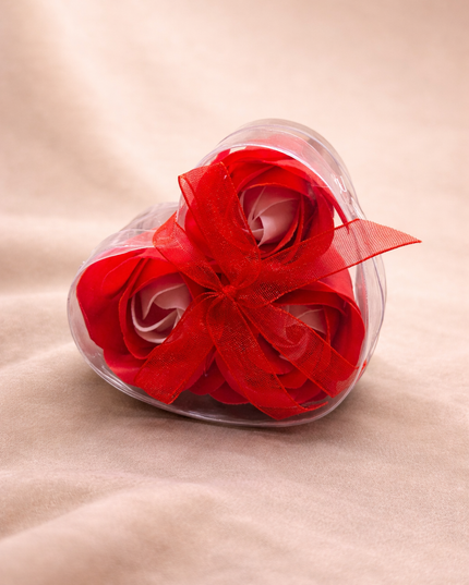 Coeur de fleurs de Savon - Roses rouges