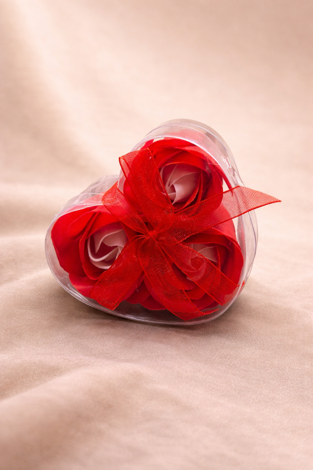 Coeur de fleurs de Savon - Roses rouges