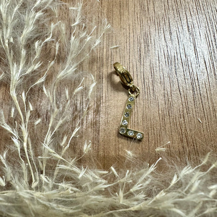 Charm Lettre Strass  - Doré 11mm