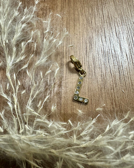 Charm Lettre Strass  - Doré 11mm