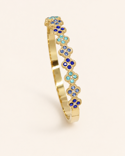 Bracelet Jonc Flower  - Doré Bleu