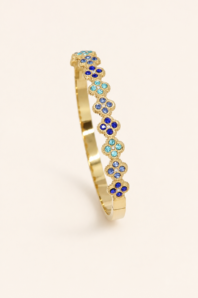 Bracelet Jonc Flower  - Doré Bleu