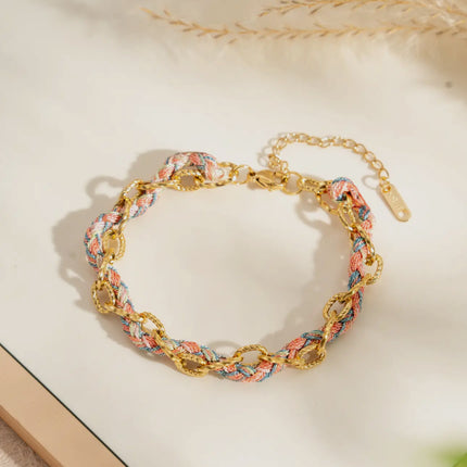 Bracelet Tressé Charm - Rose
