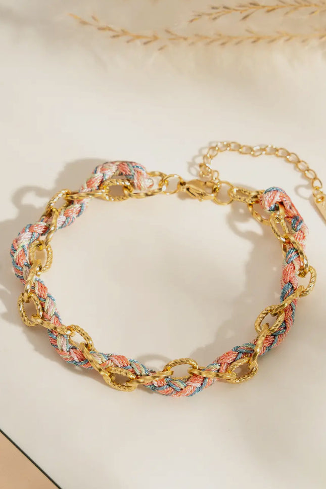Bracelet Tressé Charm - Rose