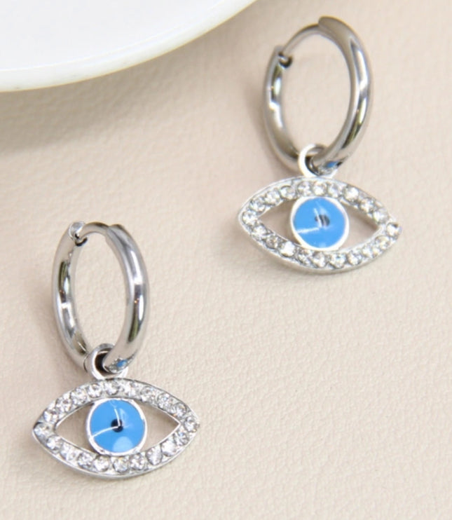 Boucles d'oreilles Eyes  - Argentée
