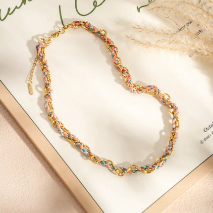 Collier Tressé Charm - Rose