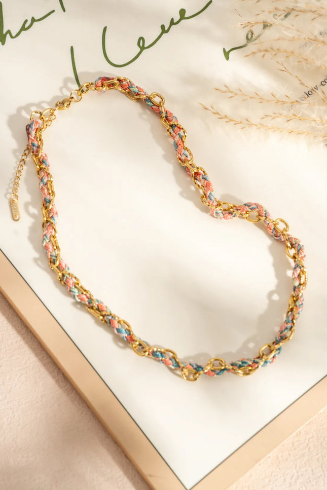 Collier Tressé Charm - Rose