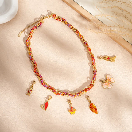 Collier Tressé Charm - Rose