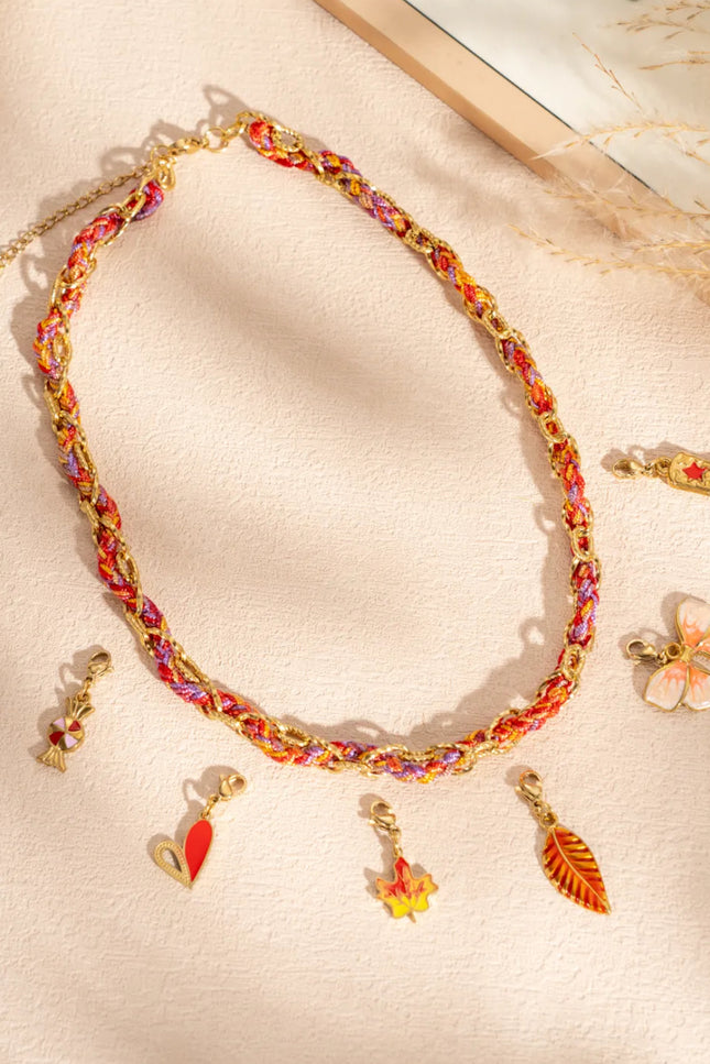 Collier Tressé Charm - Rose