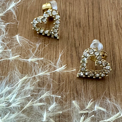 Boucles d'oreilles Cœur Strass - Dorée
