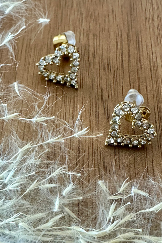 Boucles d'oreilles Cœur Strass - Dorée