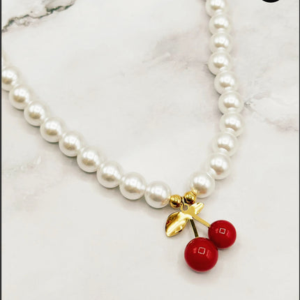 Collier Cerise nacrée